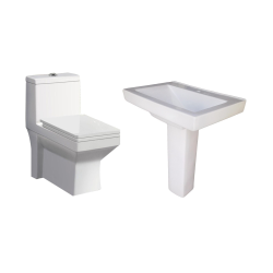 Combo of Belmonte Water Closet Ripone S Trap With LCD Pedestal Wash Basin - Ivory
