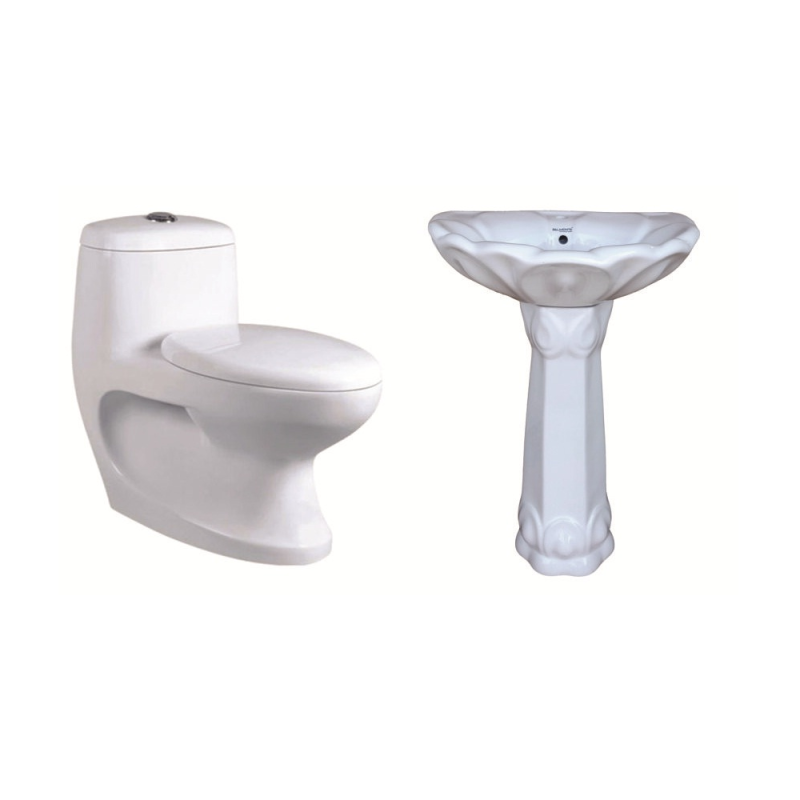 Belmonte One Piece Water Closet Cally S Trap With Lotus Pedestal Wash Basin - White