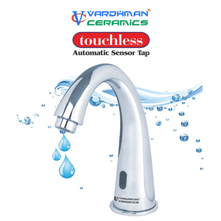 Vardhman Ceramics Touchless Automatic Sensor E Tap Faucet Swan DC Power Supply Model for Bathroom Wash Basin
