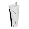 Belmonte One-Piece Designer Wash Basin - Black & White, Glossy Finish, Ceramic, Floor Mount - 41 x 41 x 85 cm Belmonte One-Piece Designer Wash Basin - Black & White, Glossy Finish, Ceramic, Floor Mount - 41 x 41 x 85 cm