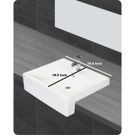 Belmonte Table Top Wash Basin Nabulla 19.50 Inch X 18.50 Inch - White