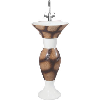 Belmonte Designer Pedestal Wash Basin Dolphin 18 Color - Brown & White
