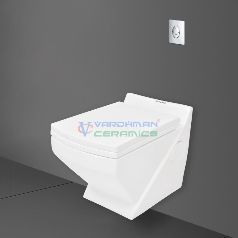 Belmonte Wall Hung Commode Crystal with Concealed Cistern - White