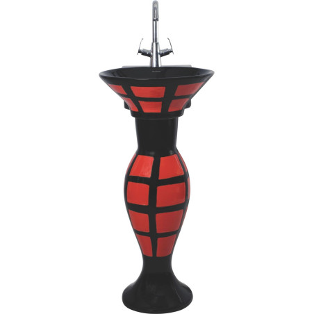 Belmonte Designer Pedestal Wash Basin Dolphin 30 Color - Red & Black