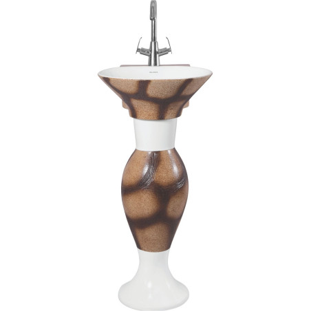 Belmonte Designer Pedestal Wash Basin Dolphin 18 Color - Brown & White