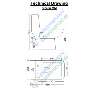 Buy Belmonte One Piece S/P Trap Toilet Commode Floor Mounted - Squa...