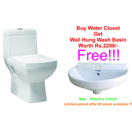 Belmonte One Piece Water Closet Square S Trap With Wall Hung Basin Jonca White