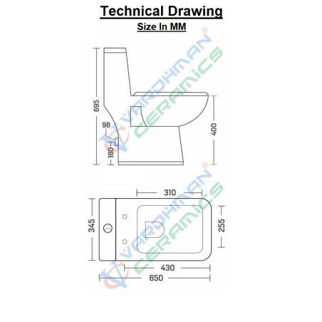 Belmonte Floor Mounted P Trap Bathroom Toilet Seat Square White