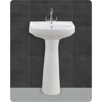 Buy Belmonte Ceramic Pedestal Wash Basin U Shape Diamond 20 x 16 In...