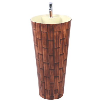 Belmonte Ceramic One Piece Wash Basin Jeker 16 x 16 x 33.5 Inch Brick Brown