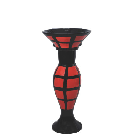 Belmonte Designer Pedestal Wash Basin Dolphin 30 Color - Red & Black