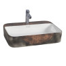Designer Brick Table Top Basin Ark-02 White & Brown - Belmonte Designer Brick Table Top Basin Ark-02 White & Brown - Belmonte