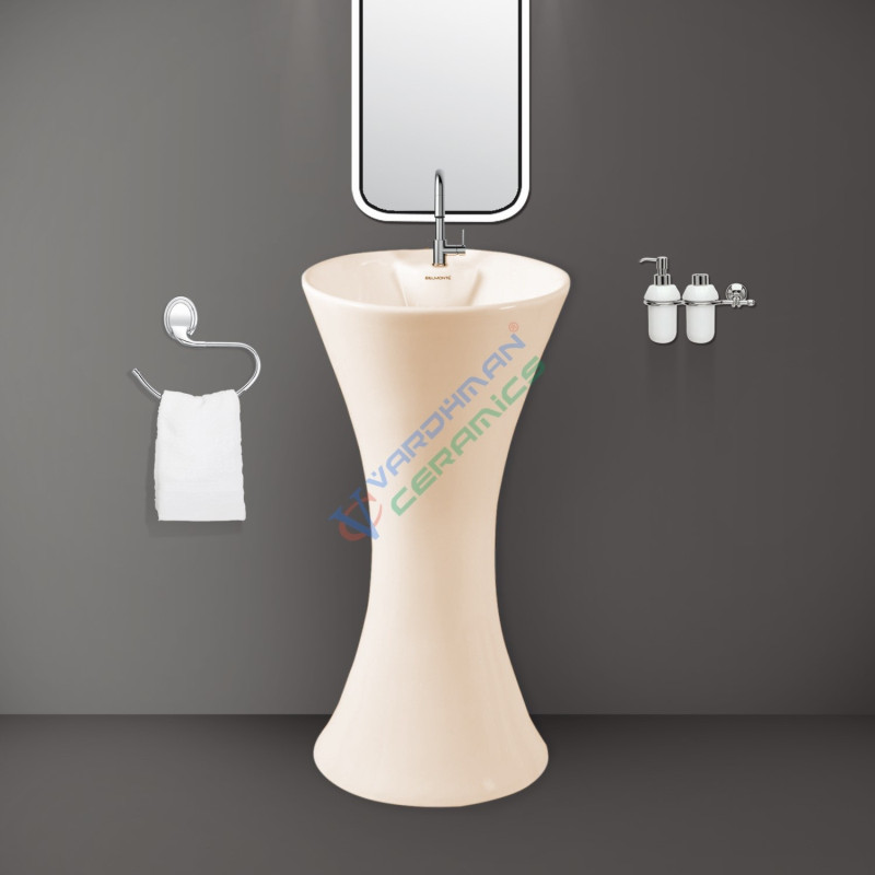 Belmonte Kolan Ivory Ceramic One Piece Wash Basin - Glossy Finish, Floor Mount - 410x410x795mm Belmonte Kolan Ivory Ceramic One Piece Wash Basin - Glossy Finish, Floor Mount - 410x410x795mm