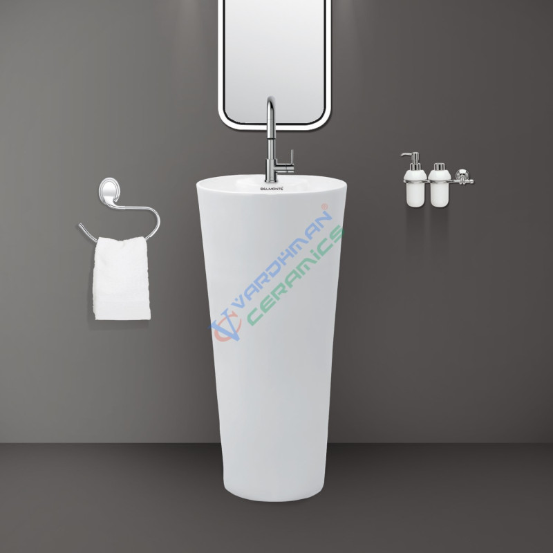 Belmonte Jeker One Piece Wash Basin - White Ceramic, Glossy Finish, Floor Mount, 395x395x845mm Belmonte Jeker One Piece Wash Basin - White Ceramic, Glossy Finish, Floor Mount, 395x395x845mm