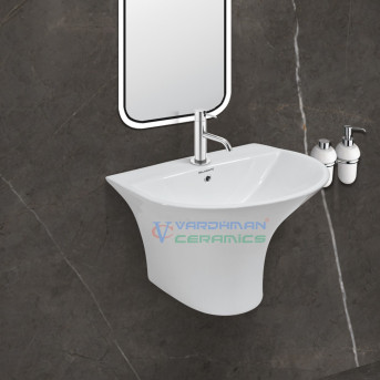 Belmonte Semi Pedestal Wash Basin Berlin - White