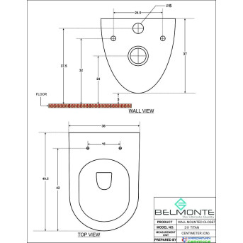 Belmonte Wall Hung Water Closet Titan With Flush Valve & Soft Close Seat Cover - White