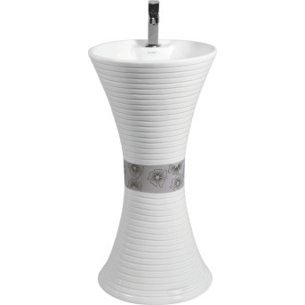 Belmonte Ceramic One Piece Wash Basin Designer Free Standing Kolan 16 x 16 x 32 Inch White
