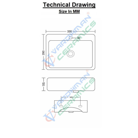 Belmonte MINOVA-05 Designer Table Top Wash Basin - White & Grey, Glossy Finish, Ceramic Material