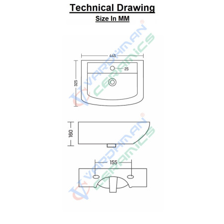 Belmonte Wall Hung Wash Basin Lily - White