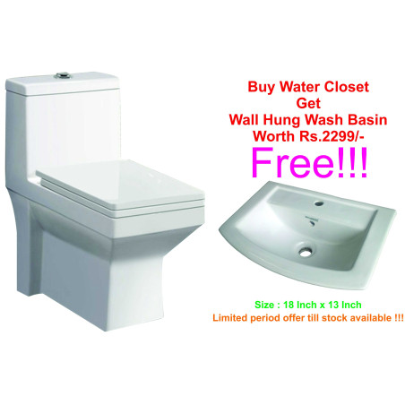 Belmonte Bathroom Toilet Commode Ripone S Trap With Wall Hung Basin Lily White