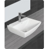 Belmonte Ceramics Table Top cum Wall Hung Wash Basin Volvo Glossy Finish 18 x 14 x 6 Inch White