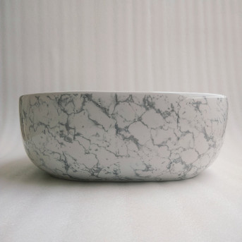 Buy Belmonte Ceramic Designer Table Top Wash Basin White Grey Color...