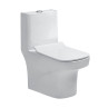 Belmonte One-Piece Western Toilet Commode EWC - White Glossy Ceramic, S-Trap Outlet, Rimless Siphonic Flushing Belmonte One-Piece Western Toilet Commode EWC - White Glossy Ceramic, S-Trap Outlet, Rimless Siphonic Flushing