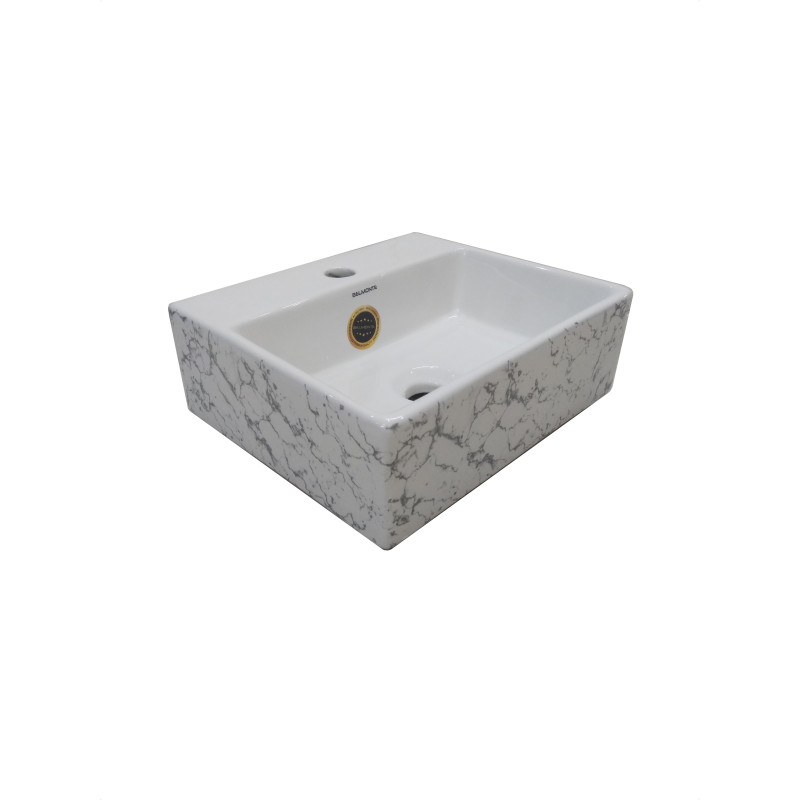 Belmonte Designer Color Table Top / Wall Mount Wash Basin for Bathroom Minova-04 White Grey Belmonte Designer Color Table Top / Wall Mount Wash Basin for Bathroom Minova-04 White Grey