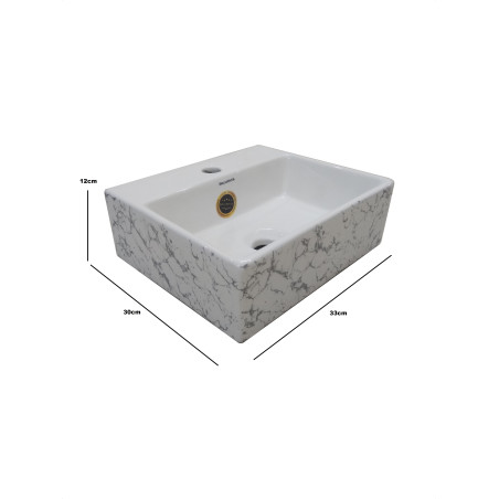 Belmonte Designer Color Table Top / Wall Mount Wash Basin for Bathroom Minova-04 White Grey