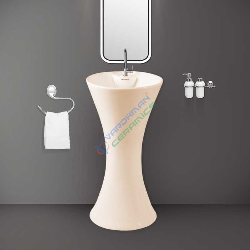 Belmonte Kolan Ivory Ceramic One Piece Wash Basin - Glossy Finish, Floor Mount - 410x410x795mm Belmonte Kolan Ivory Ceramic One Piece Wash Basin - Glossy Finish, Floor Mount - 410x410x795mm