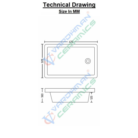 Belmonte 18x12x6 Inch White Ceramic Laboratory Sink - Glossy Finish, Rectangle Shape with Overflow Hole