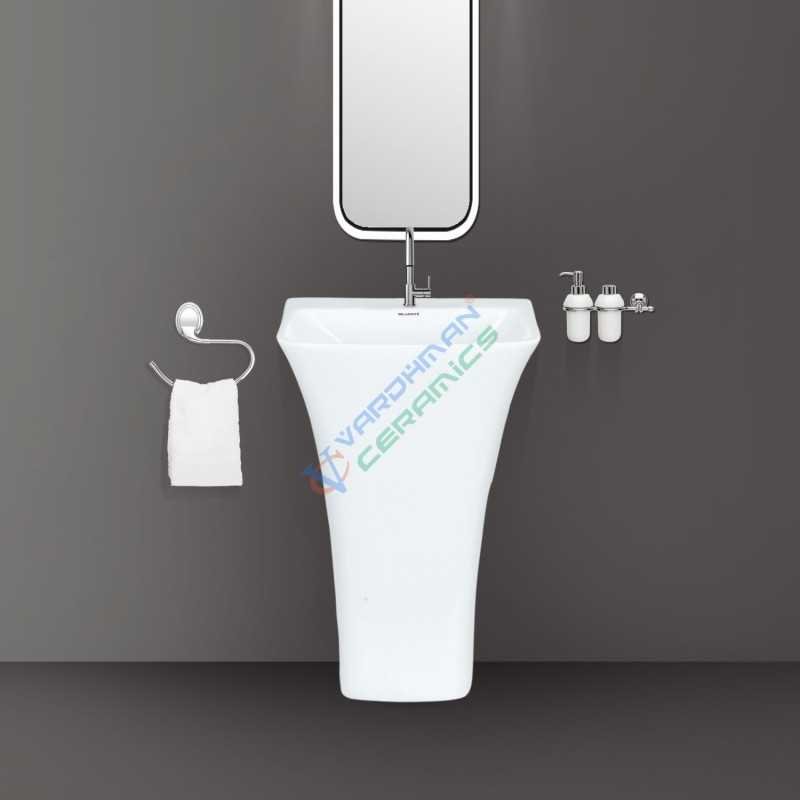 One Piece Wash Basin Belmonte Battle - White, Glossy Finish, Floor Mount/Free Standing, 360x420x810mm One Piece Wash Basin Belmonte Battle - White, Glossy Finish, Floor Mount/Free Standing, 360x420x810mm