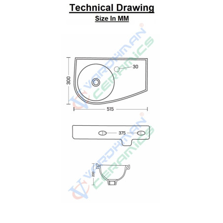 Belmonte Wall Hung Wash Basin Half Stol Platform - White