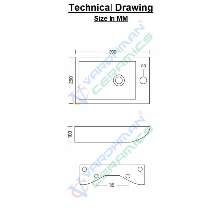 Belmonte Wall Hung Wash Basin Sparrow - Ivory