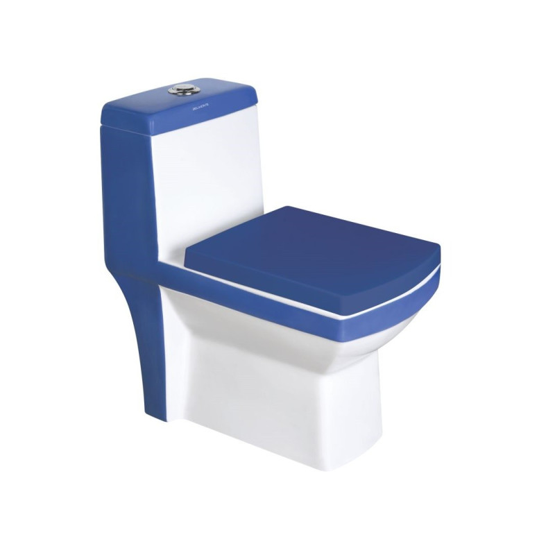 Belmonte Double Color One Piece Western Toilet Commode EWC S Trap Ripone Blue & White
