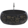 Belmonte Ceramic Designer Table Top Wash Basin 41cm x 41cm x 15cm Retro Printed Black Belmonte Ceramic Designer Table Top Wash Basin 41cm x 41cm x 15cm Retro Printed Black