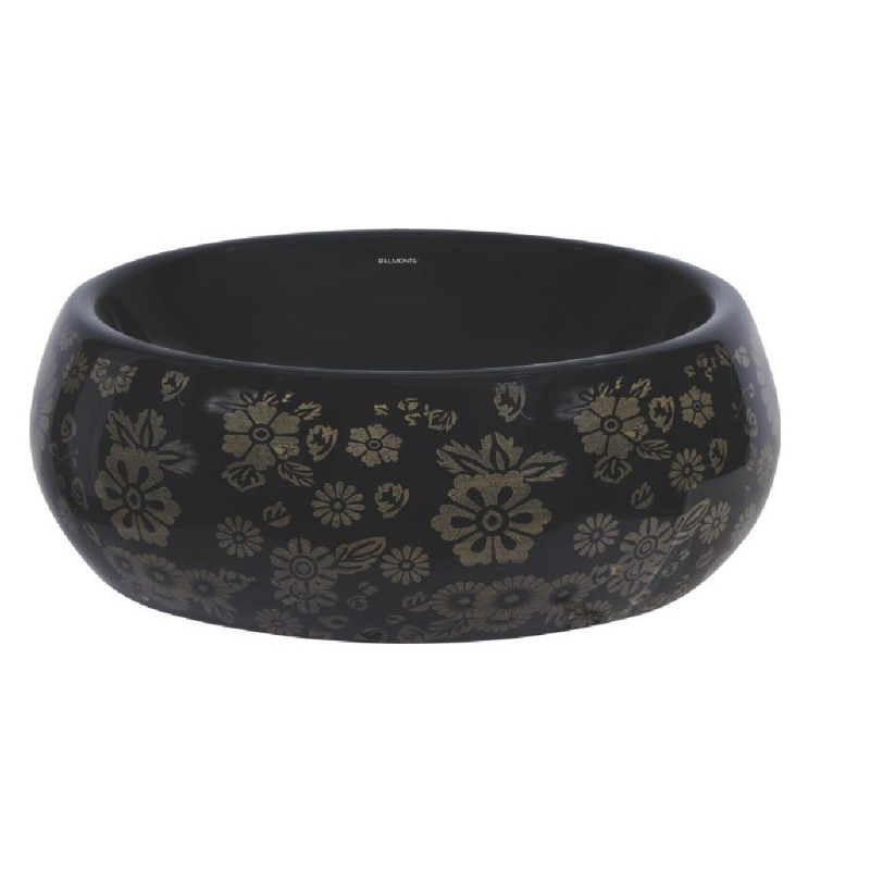 Belmonte Ceramic Designer Table Top Wash Basin 41cm x 41cm x 15cm Retro Printed Black Belmonte Ceramic Designer Table Top Wash Basin 41cm x 41cm x 15cm Retro Printed Black