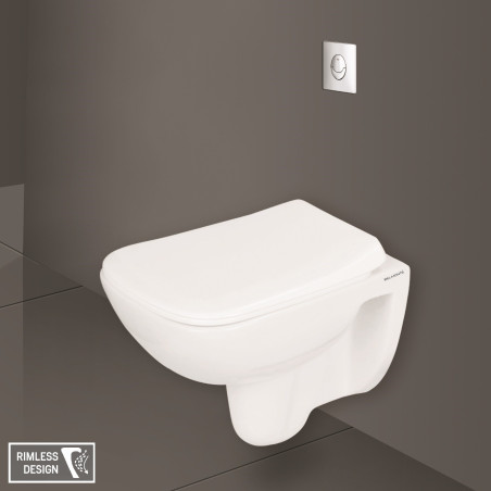 Belmonte Rimless Ceramic Wall Mounted Toilet Wall Hung Commode New Cera White