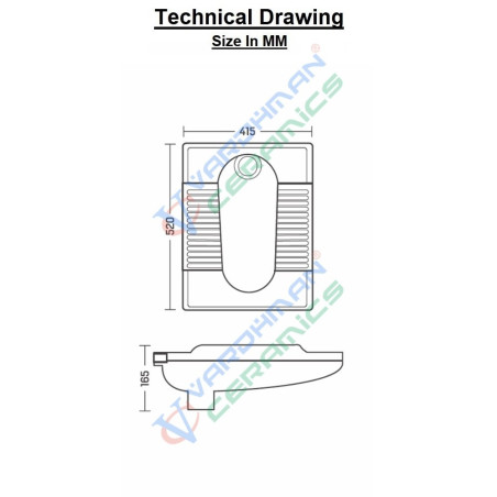 Belmonte Indian Toilet - White Ceramic C T Pan 20 Inch, Glossy Finish, Floor Mount