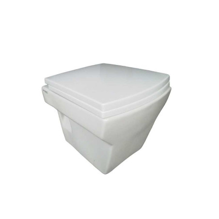Belmonte Wall Hung Water Closet Square With Flush Valve & Soft Close Seat Cover - Ivory
