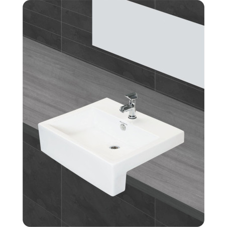 Belmonte Table Top Wash Basin Nabulla 19.50 Inch X 18.50 Inch - White