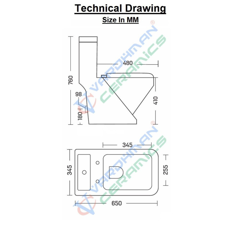 Buy Belmonte P Trap Western Toilet Commode Crystal Floor Mounted 18...